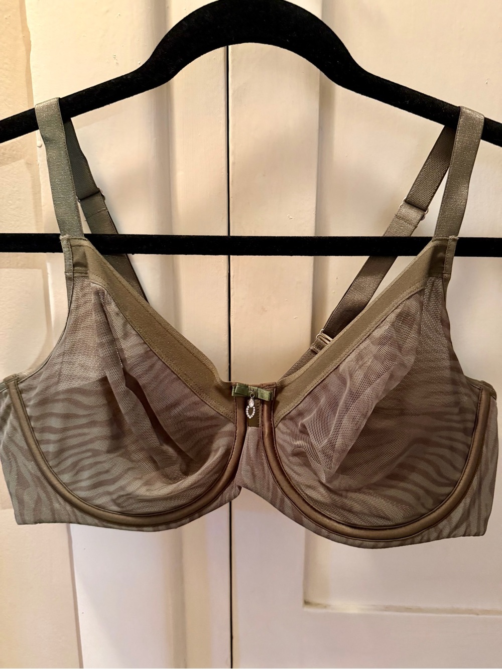 Curvy Couture Olive Green Sheer Mesh Underwire Bra
